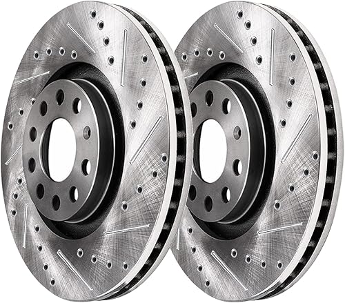 Miniatura 7 de Detroit Axle - Kit de freno delantero para Volkswagen Passat Tiguan Audi Q3 Quattro Rotores perforados y ranurados Reemplazo de pastillas de freno