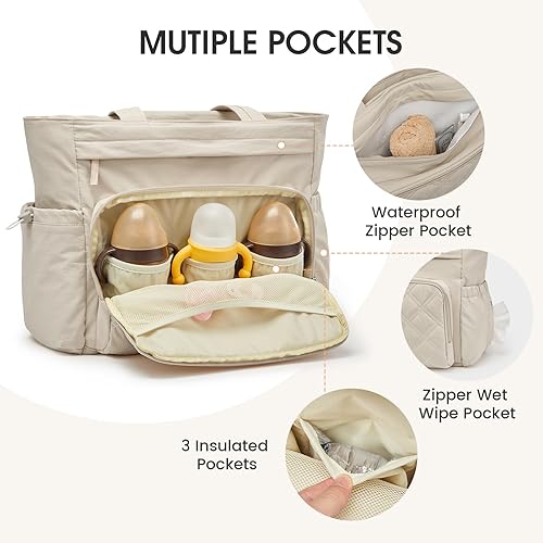Miniatura 4 de G4Free Bolsa de pañales 3 en 1 con bolsillos aislados, mochila de bebé para mujeres, hombres, niños pequeños con hebilla para cochecito de viaje,