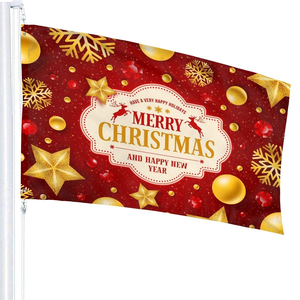Flags Winter Holiday Christmas Stars Snowflakes Xmas Durable Flag Banner Brass Eyelet Ideal For Party Decoration/Fancy Dress Accessory 3x5 Ft - Image 3