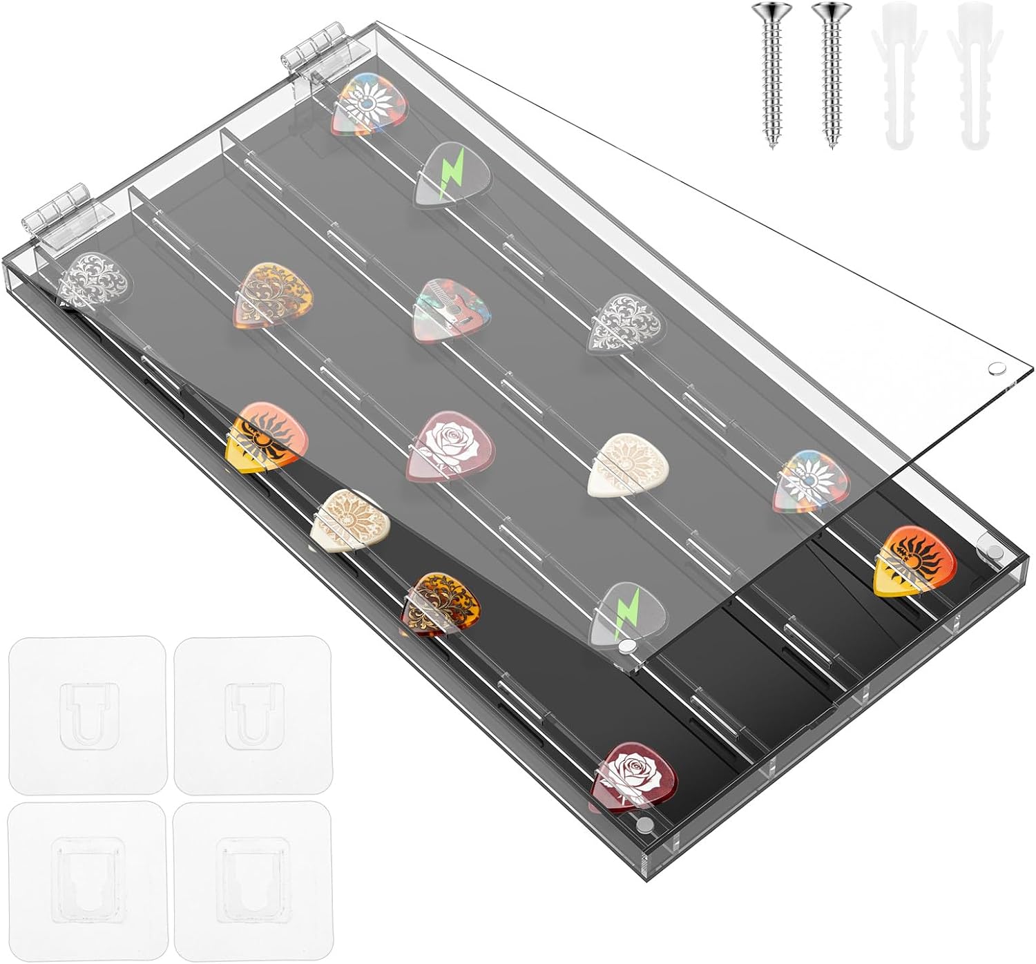 Guitar Pick Holder Display Case with 28 Slots Acrylic Display Rack Organizer for Men Music Lovers Players Guitarist