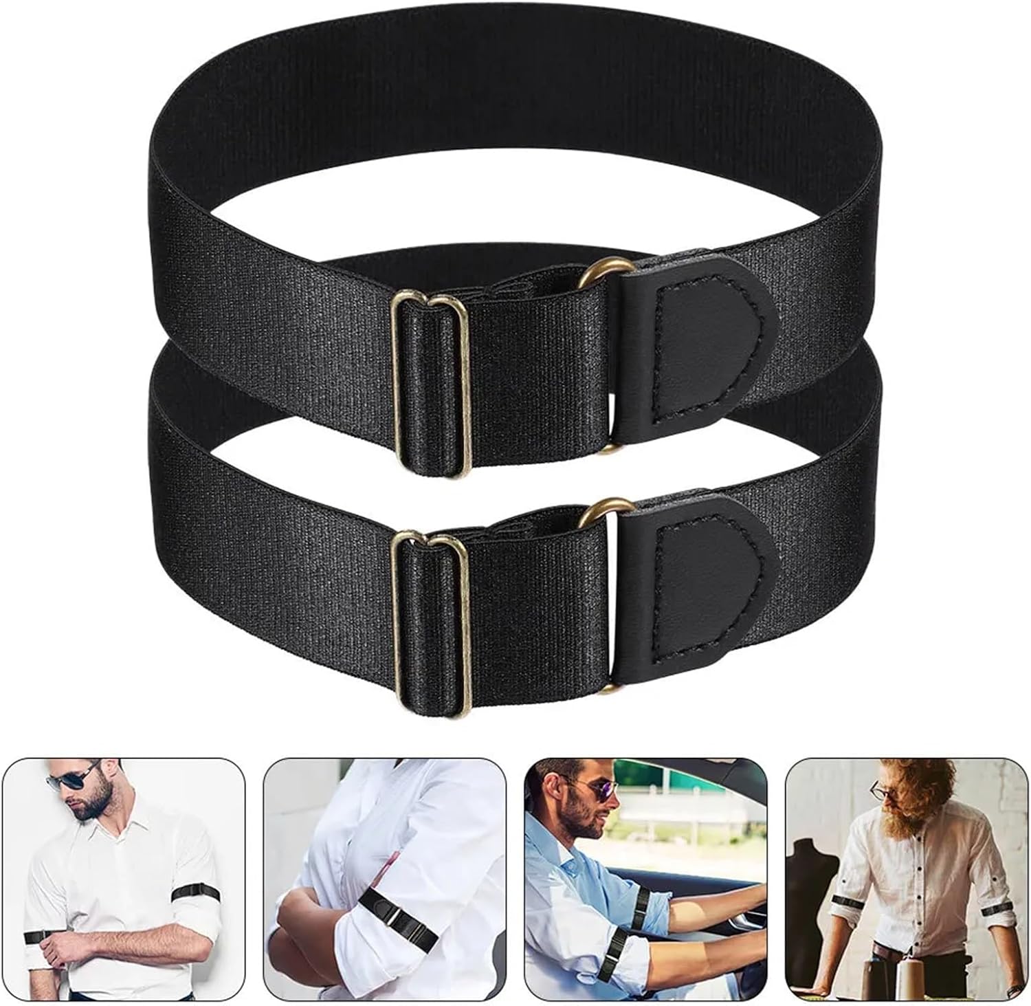 Sleeve Garters for Men 16pcs Adjustable Elastic Sleeve Holders Anti Slip Armbands Shirt Garters for Shirts