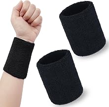 Wristband 10cm x 8cm Absorbent Quick Dry Sports Baseball Tennis Basketball Long Dance Sweatband Wrist Support Pack of 2 | Suitable for adults and children: Moderate thickness for muscle training