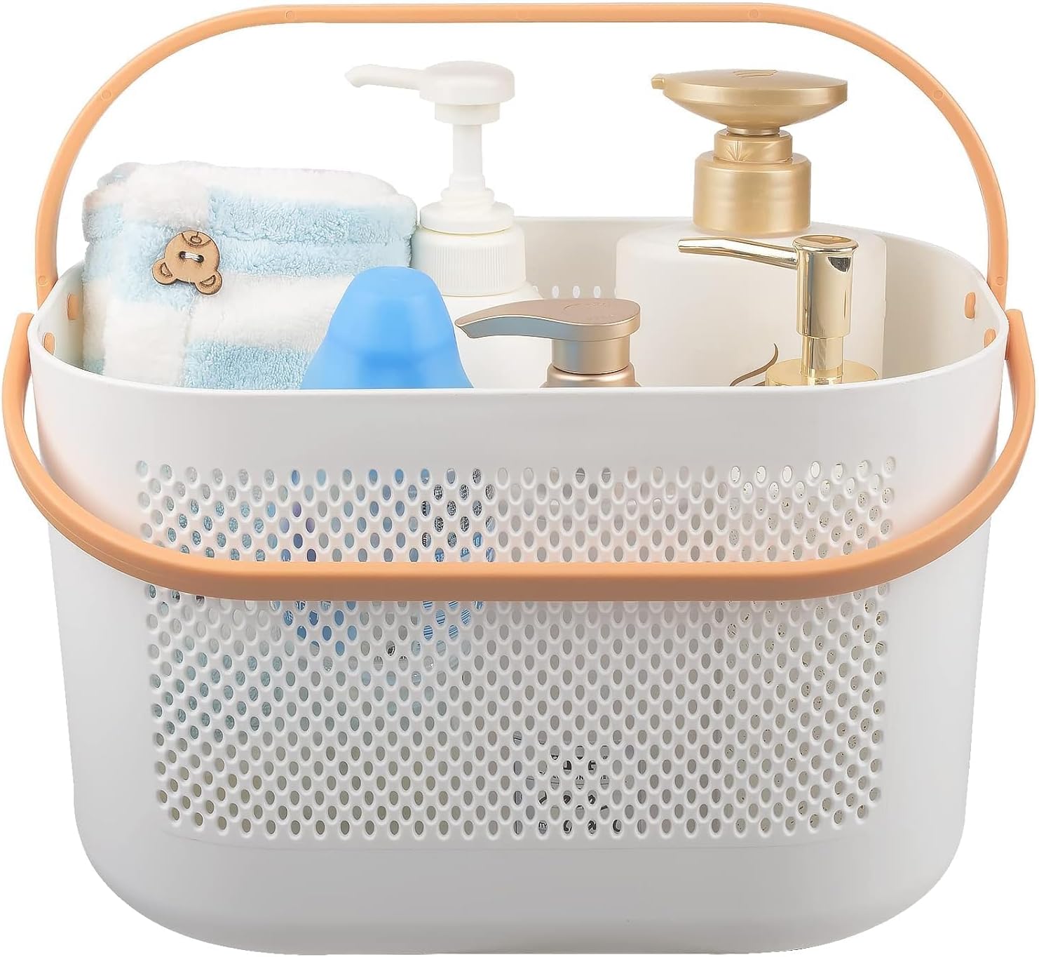Portable Shower Caddy Storage Shelf Organizer Basket With Handle, Modern Design, Multiple Drain Holes, Tote Bag Bin Plastic Cleaning Supplies Caddy For Bathroom, Office, Kitchen (Yellow)