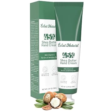Shea Butter Hand Cream, Natural Ingredients with Vitamin E and 45% Shea Butter Hand Lotion, Deep Moisturizing Cream for Dry Hands, Long-Last Hydrating Hand Moisturizer, 2.37 Fl Oz