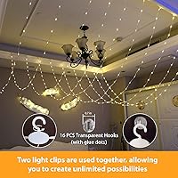 Vista 4 de HXWEIYE 300 luces LED de cortina de hadas, 9.8 x 9.8 pies, enchufe USB, 8 modos de luces colgantes de Navidad con control remoto para dormitorio