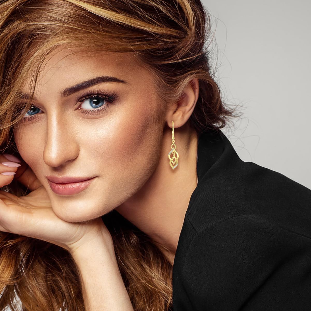 Dangle Drop Earrings 925 Sterling Silver Infinity Earrings Twisted 18K White Gold Jewelry for Women - Image 4