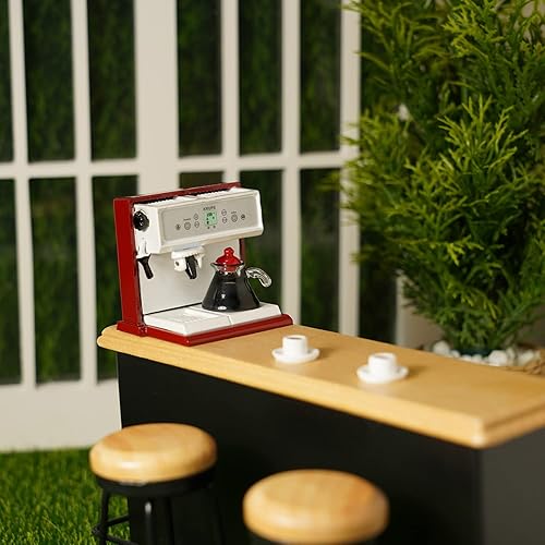 Miniatura 2 de Cafetera en miniatura con olla y 2 tazas, accesorios para casa de muñecas 112, máquina de café, decoración artificial de la casa, decoración de mini