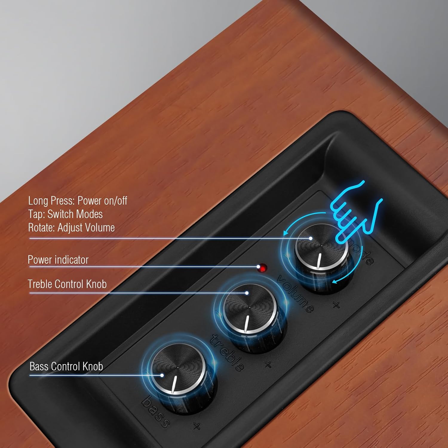 Computer Speakers for Desktop PC, Active Bookshelf Speaker with 3‘’ Carbon Fiber Woofer and Silk Film Tweeter ,Supports Bluetooth 5.3, USB-C, AUX/RCA Input for Record Player TV - Brown Stereo Set - Image 4