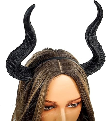 Miniatura 3 de BEYOND MASQUERADE B Diadema de cuernos de dragón negro, cuernos de maléfica, cuerno de animal del diablo, disfraz de Halloween, tocado, diadema de