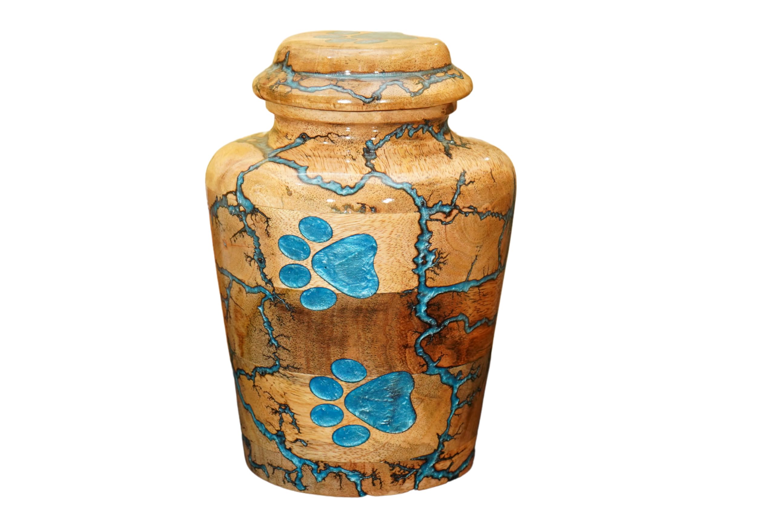 Wooden Urn for Pet Ashes Dog Urn Cat Cremation Pet Memory Box Handmade Urn Box Multi Color.. (Sky Blue, M, 110lbs)