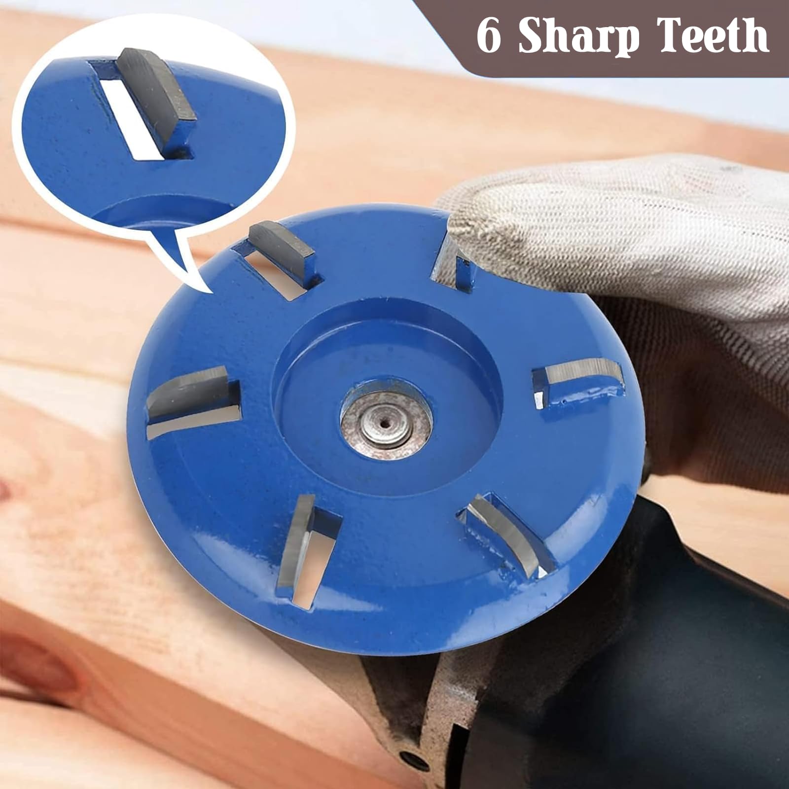 Majatou Stump Remover Meuleuse d'angle Disque de Sculpture Sur Bois en Acier 6 Dents Flowil Out de Travail du Bois Meuleuse d'angle Accessoires Lame 'Arc (Lame d'arc)