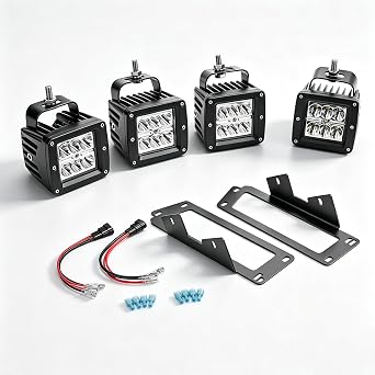 Wsays 4 PCS 3" 24W Dually LED Fog Light Pods with Quick-Detach Wiring Plug