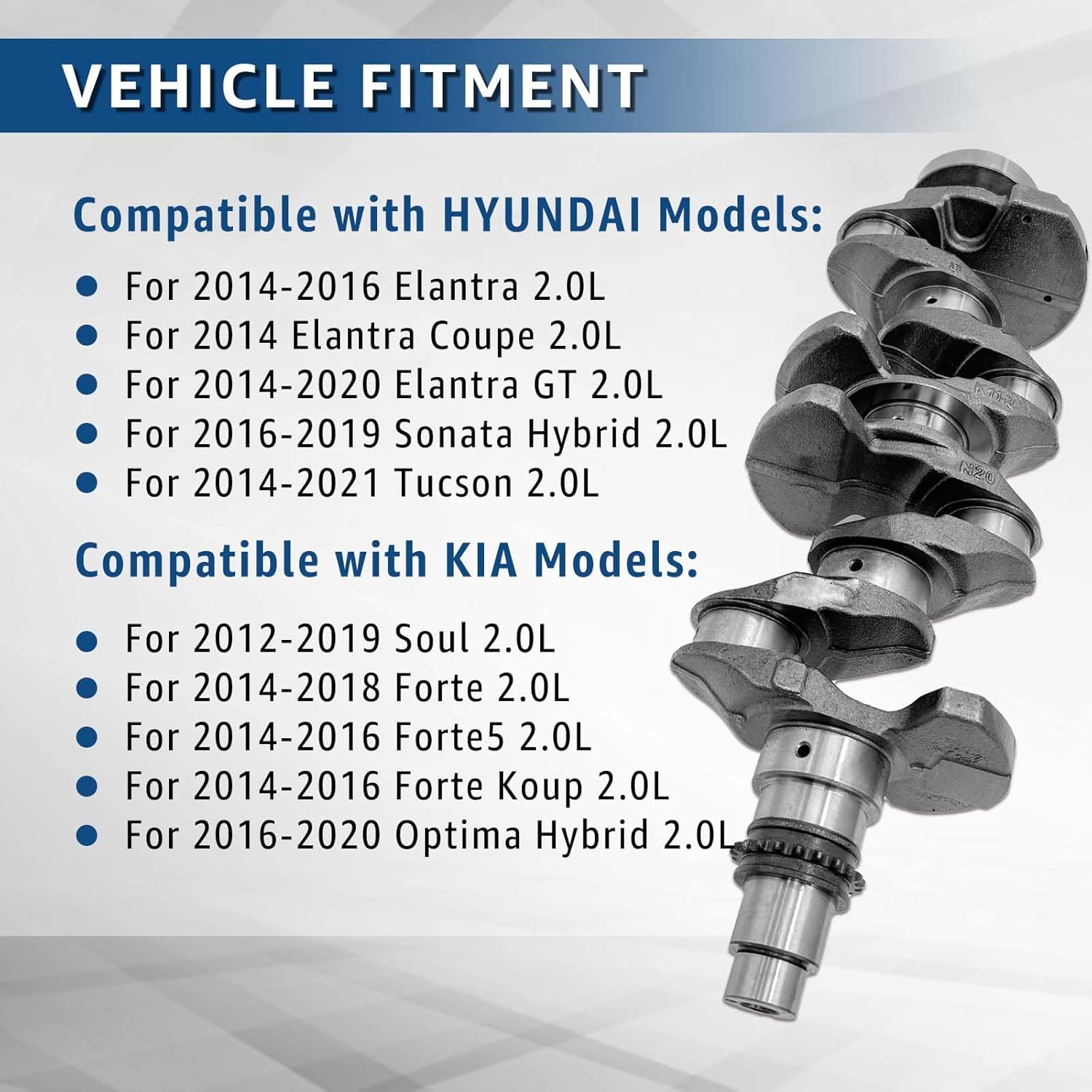 623V6-2EH00 G4NA 2.0L Engine Crankshaft & Bearings kit Replacement for Kia Soul Forte Forte5 Koup 2.0L for Hyundai Tucson Elantra GT 2014-2021 23110-2E200 23110-2E210, Sharp-Tipped Crankshaft Tooth