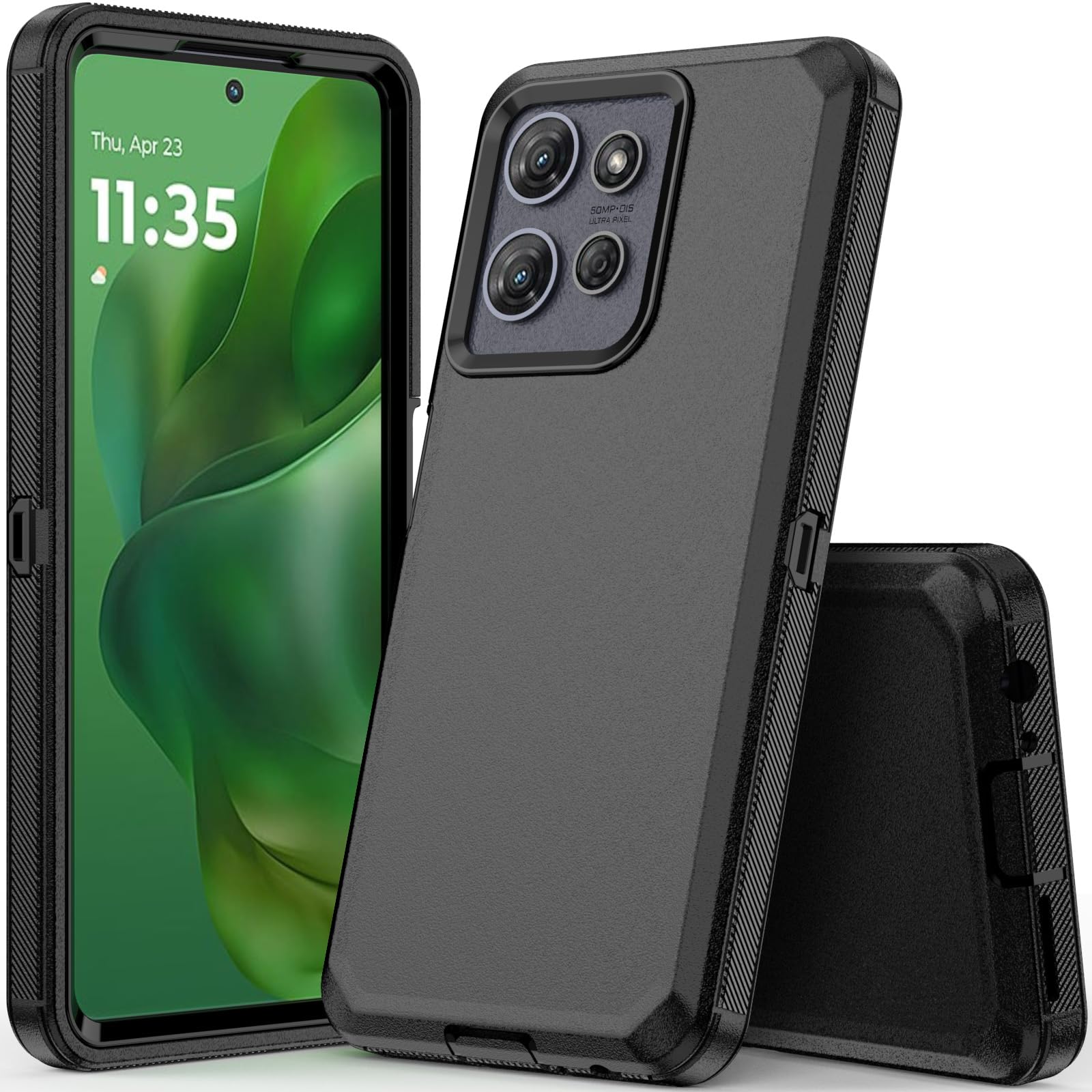 COOYA for Moto G Power 2025 Case, Heavy Duty Full Body Drop Protection Rugged Shockproof 3-Layer Hybrid Non-Slip Rubber Case, Front Bumper Hard Shell, Raised Edge, Port Anti Dust Cover 6.8'' Men Black