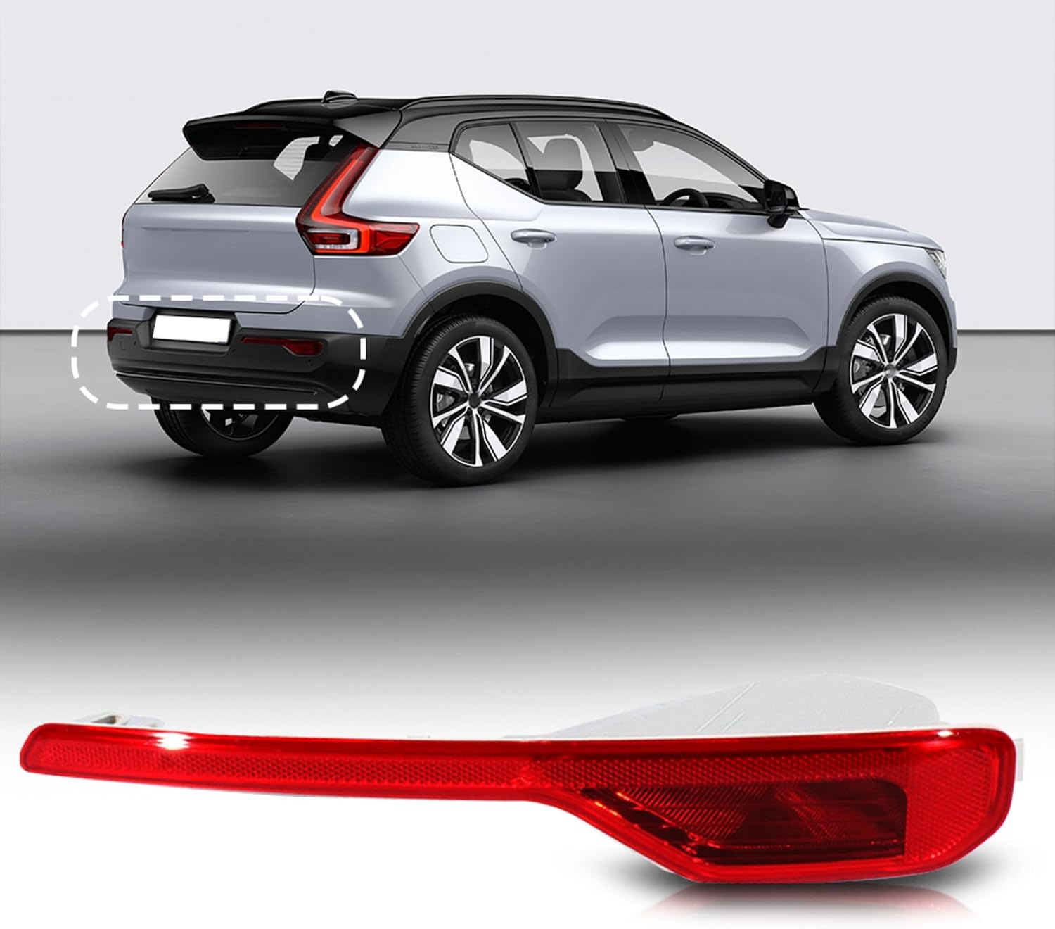 Rear Bumper Reflector Fit for 2018 2019 2020 2021 2022 2023 Volvo XC40,Without bulbs,Rear Bumper Tail Light Shell Brake Reflector Lamp Cover Replace fo 31656866 (Right Passenger Side)
