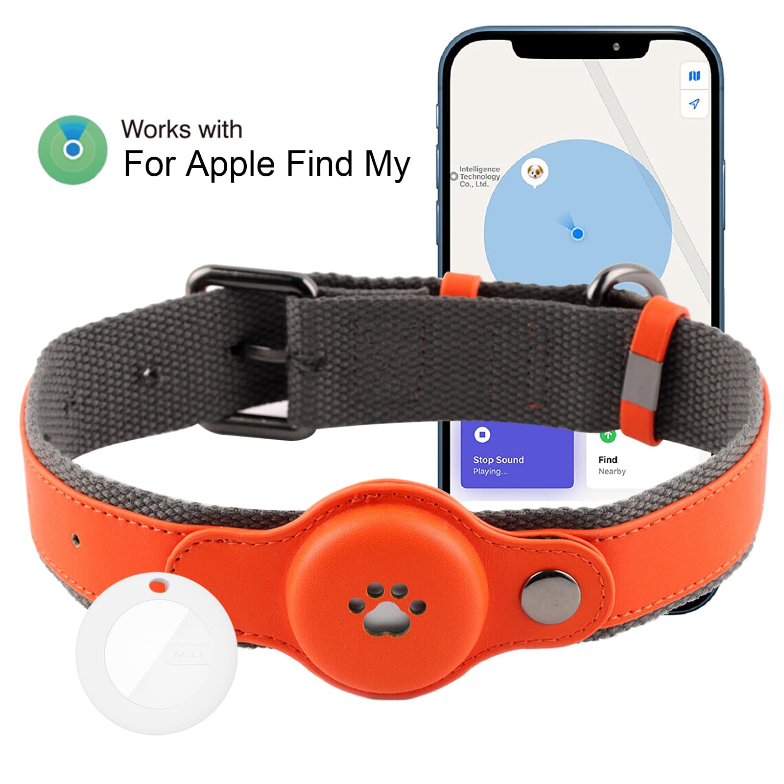 Obroża GPS Tracker dla psów, wodoodporna, lokalizacja GPS w czasie rzeczywistym dla psów, kotów, bagaż, bez opłaty miesięcznej (srebrna)