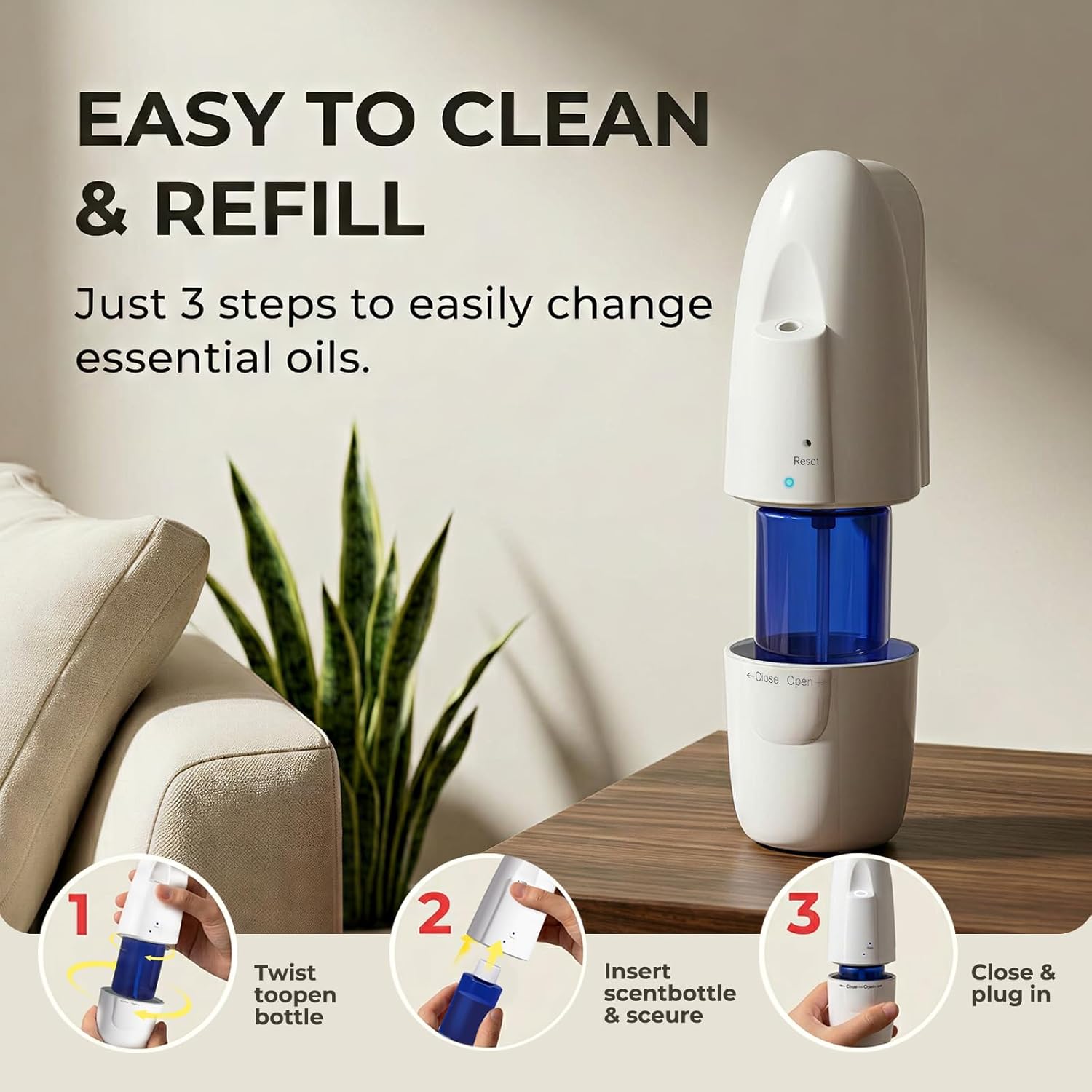 Smart Plug-in Waterless Oil Diffuser, Bluetooth/App Control, Up to 800 Sq Ft Coverage, Silent Cold-Air Diffuser for Home & Office, No Water, Pet & Kid Safe