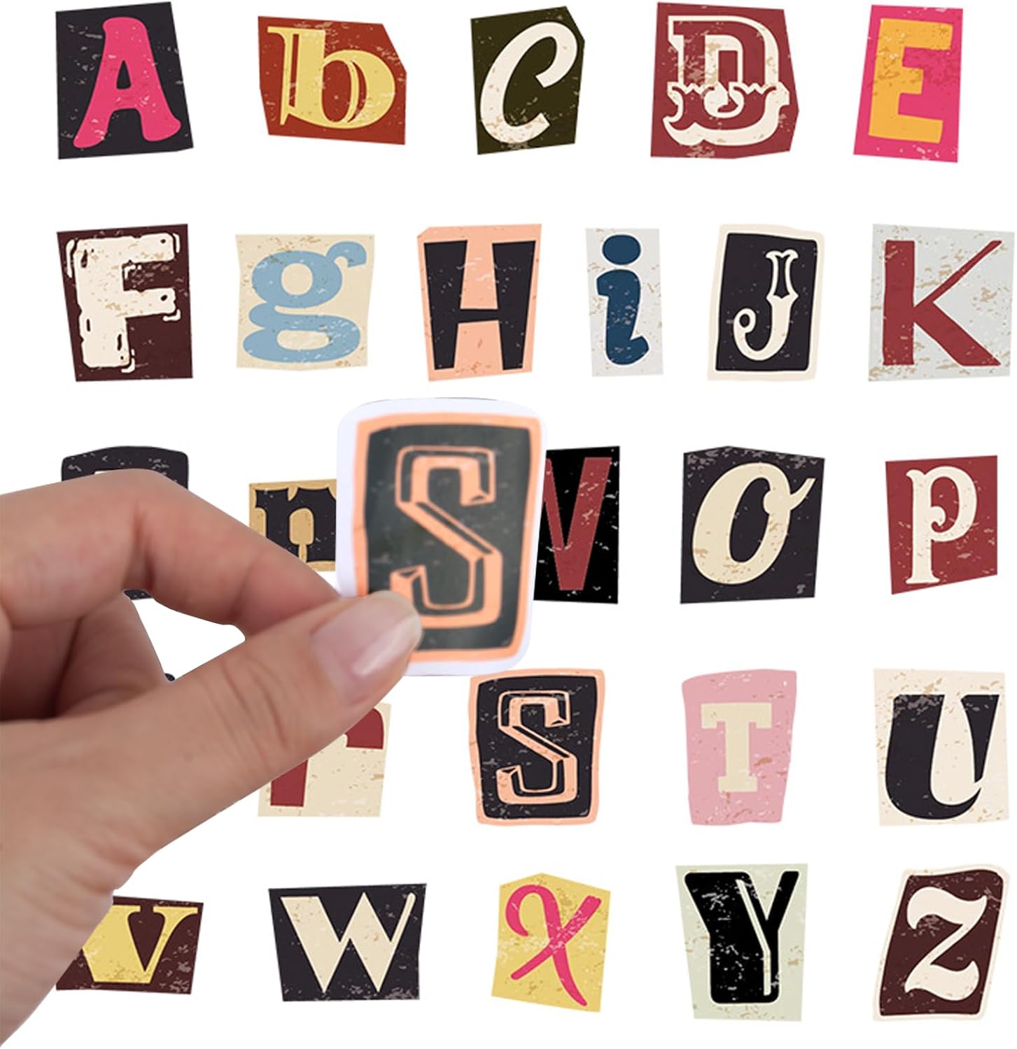 AYNKH 104pcs Retro Letter Stickers, Waterproof Vinyl Letter Stickers, DIY Stickers for Decorating Travel Suitcases, Signs, Mailboxes