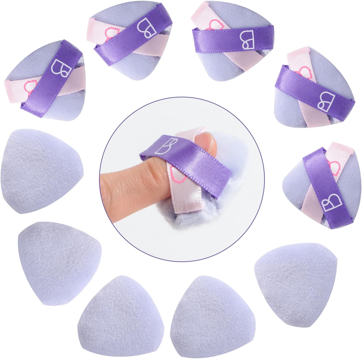 BS-MALLMini Triangle Powder Puff | Compact & Convenient | Precise Concealing & Brightening | Pack of 10 | Chic Color-block Design | Ideal for Storage & Portability