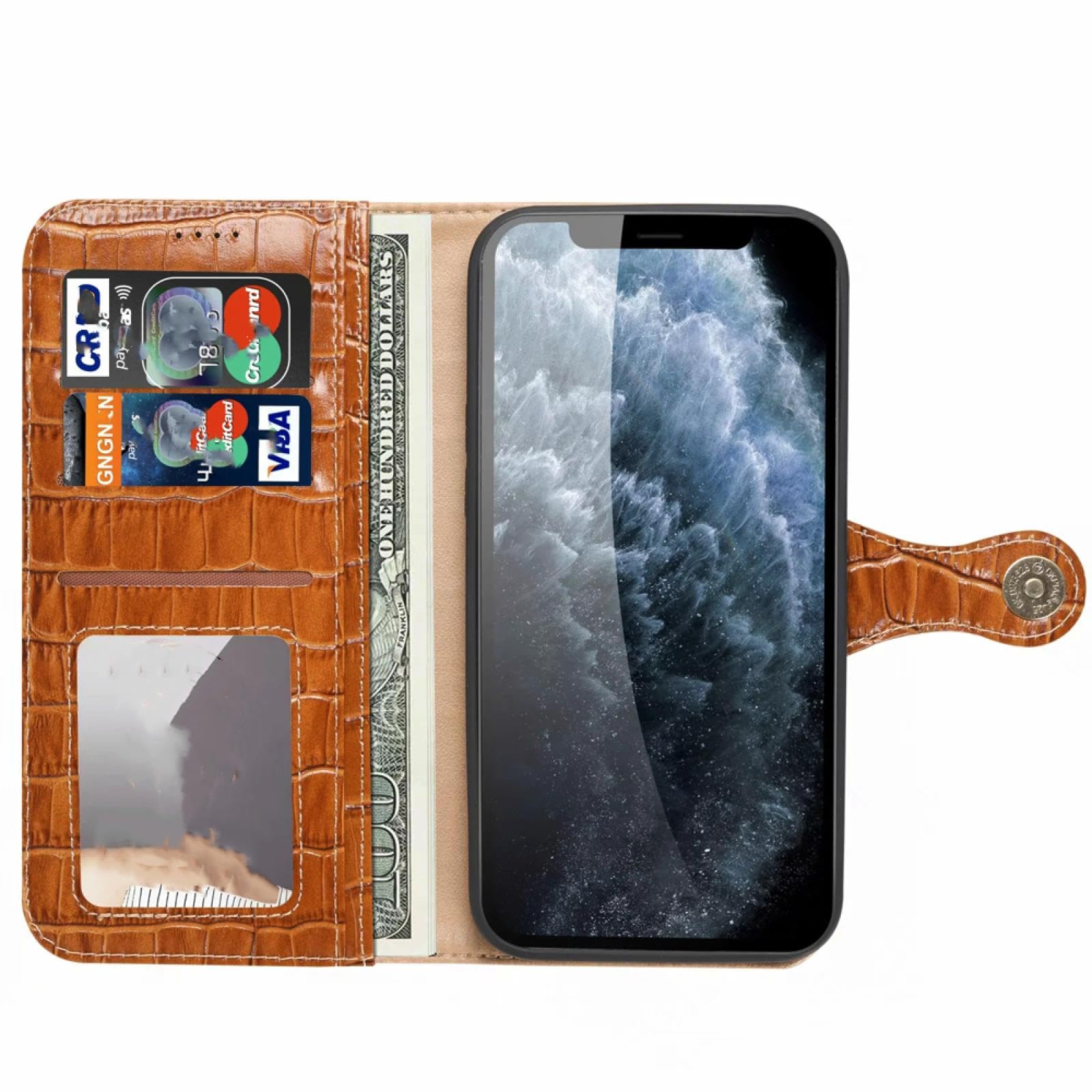 Étui en Cuir pour iPhone 14 Pro avec Porte-Cartes et Support (pour iPhone 14 Pro/Bleu)