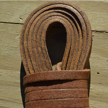 TOFL Leather Straps | 2 Pieces | 72 Inches Long | 1/4 Inch Wide | 1/8 Inch Thick | Baseball and Softball Mitt and Glove Lace, Jewelry, Hanging Pictures, Shelves, Decorating Furniture | Medium Brown