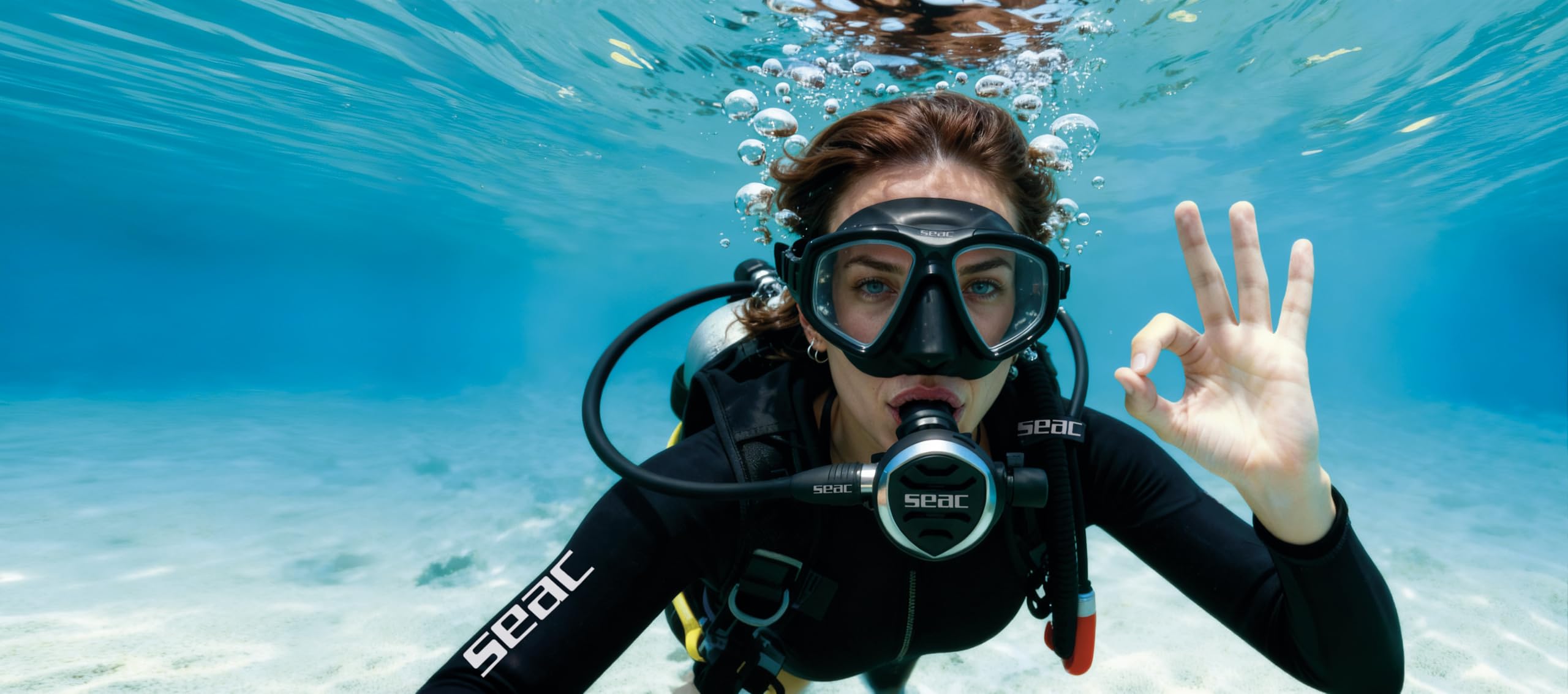 SEAC Clear – Maschera Subacquea Antiappannamento Doppia Lente in Silicone | Maschera per Immersioni e Snorkeling Antifog Low Volume