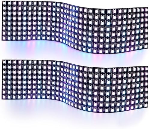 WS2812B RGB LED Digital Flexible Panel de luz direccionable individualmente WS2812 8X8 16X16 8X32 Módulo LED Matriz Pantalla DC5V (paquete de 2 8 x