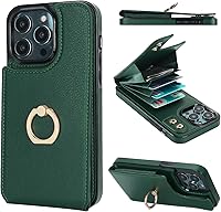 Vista 39 de Folosu Funda compatible con iPhone 14 Pro con soporte para tarjetas, rotación de 360°, soporte de anillo de dedo con función atril, bloqueo RFID