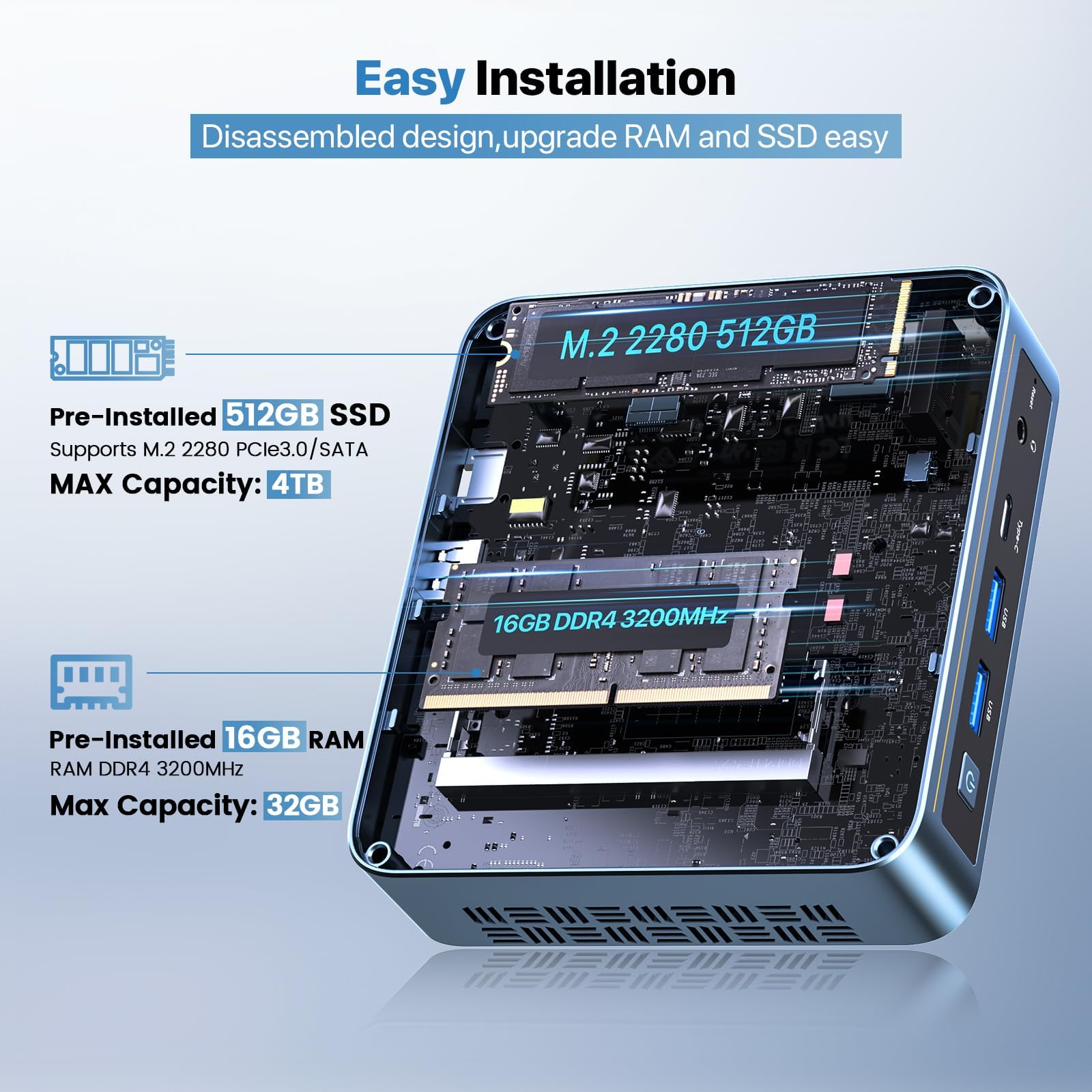 Amazon.com: PELADN Mini PC, N95(up to 3.4GHz),16GB DDR4/512GB SSD