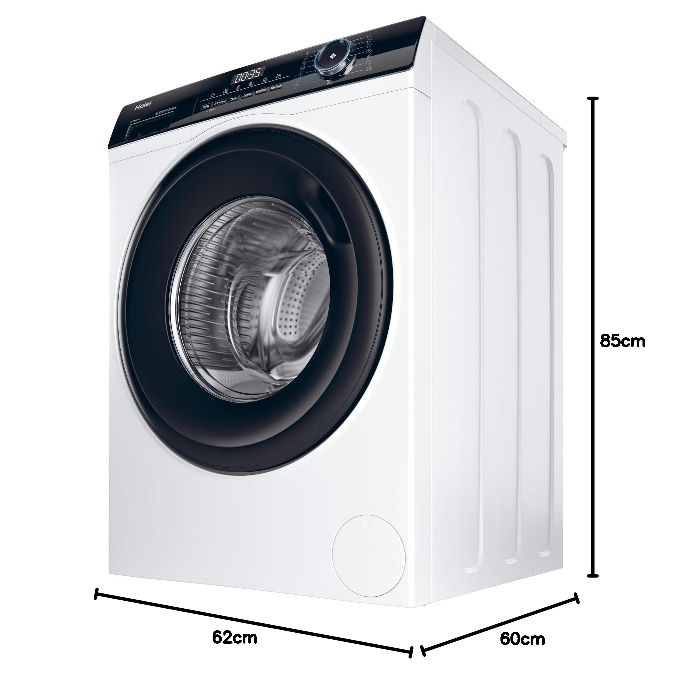 Haier I-Pro Serie 3 Lavatrice 8 Kg, 1400 Giri, Classe A, Bianca | Vapore, Partenza Ritardata, Libera Installazione, 15 Programmi, AxLxP 85x60x62 cm, HW80-BP14939-S