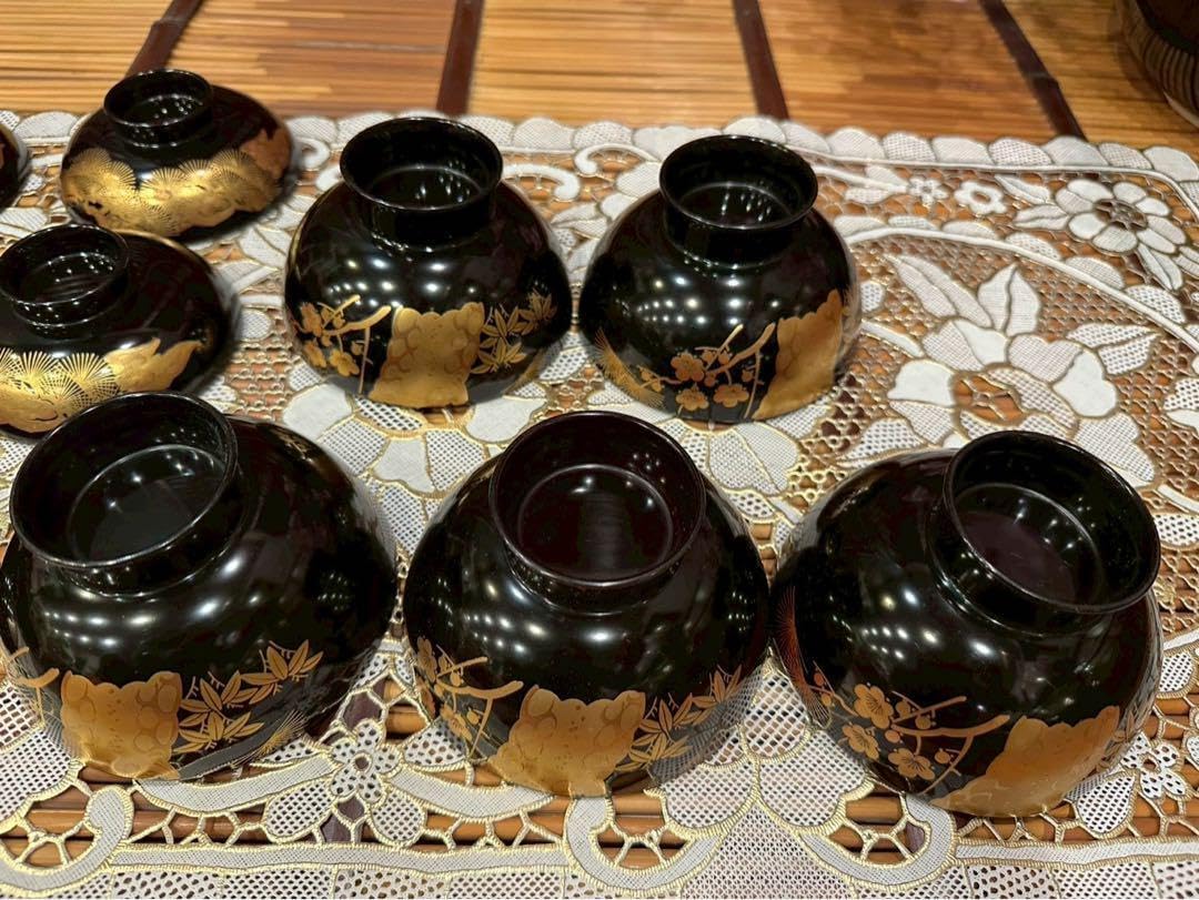 最高級 特選漆器 会津塗 吸物椀 セット 金彩 松竹梅