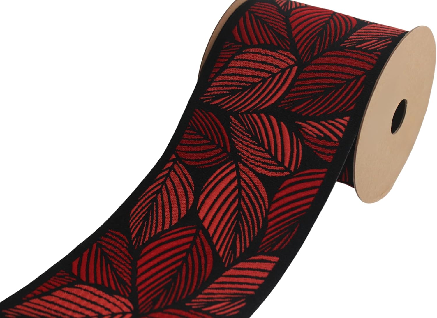 3.8 Yard Spool 3.9" Red & Orange Tropical Leaves Drapery Trim Jacquard Ribbon for Your Drapes Curtains Drapery Banding Trim Tape V8 196