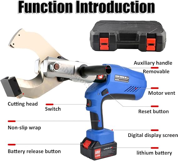 Cordless Cable Cutter Hydraulic Cable Cutter, Electric Cable Cutter with LED Display/2 Battery,18V Battery Powered Cable Cutting Tool for 85MM -120MM Al Copper Cable,4.0Ah Battery,105MM