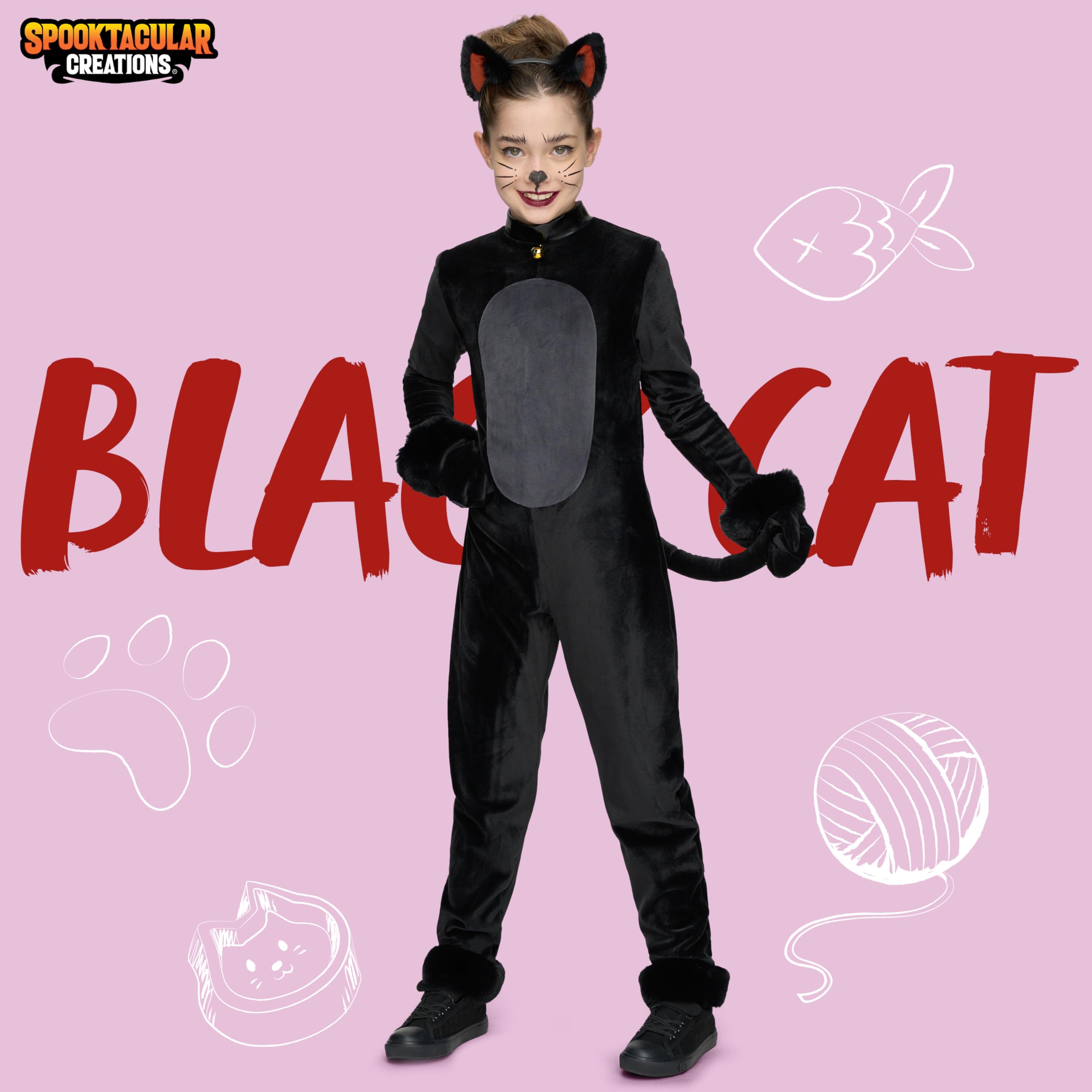 Spooktacular Creations Black Cat Costume for Girls Fitted Plush Outfit - Image 2