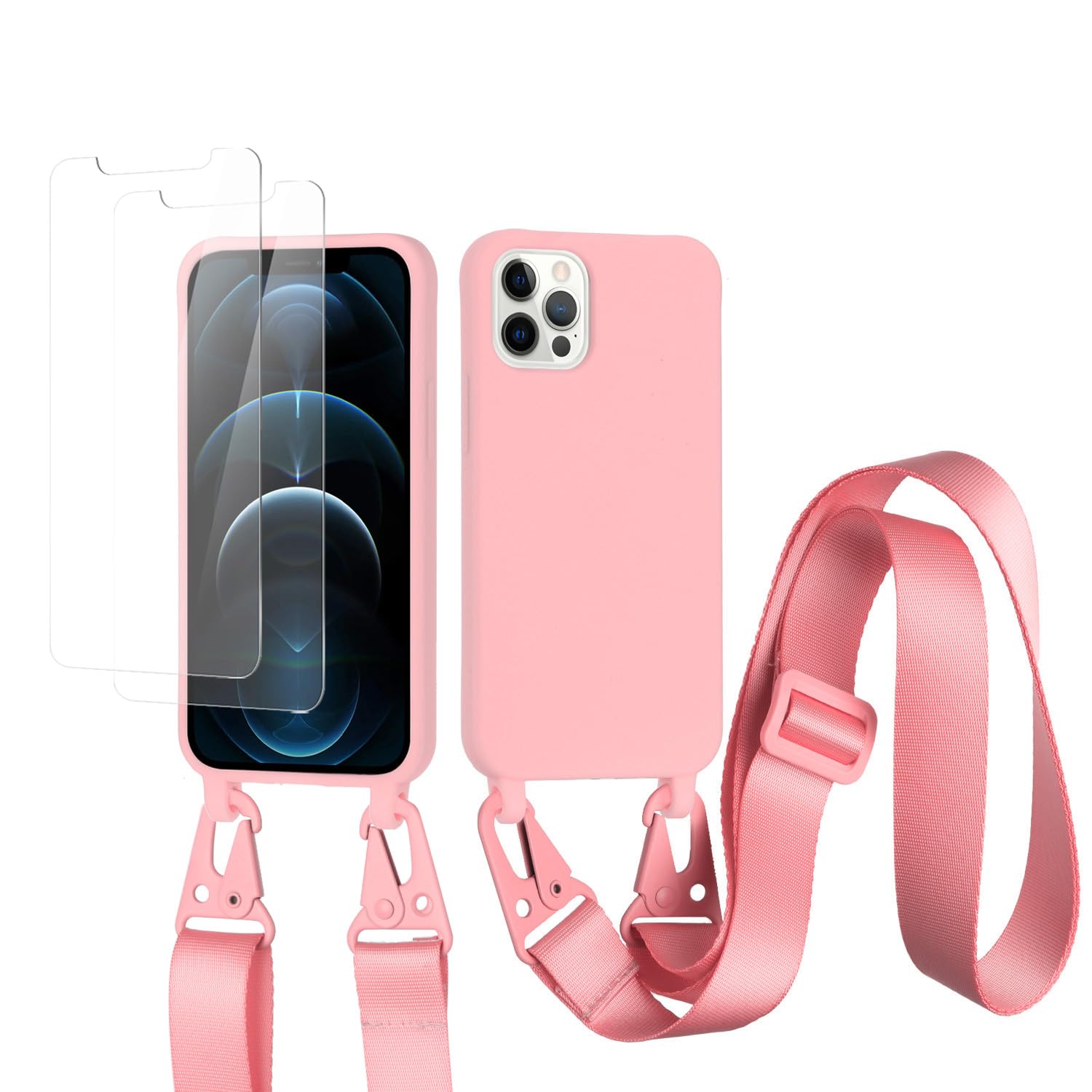 vrupin Funda Compatible con iPhone 13.con (2 x Protector Pantalla)con Cuerda Case con Ajustable Cordón.Silicona Líquida Funda-Loto Color — view 33