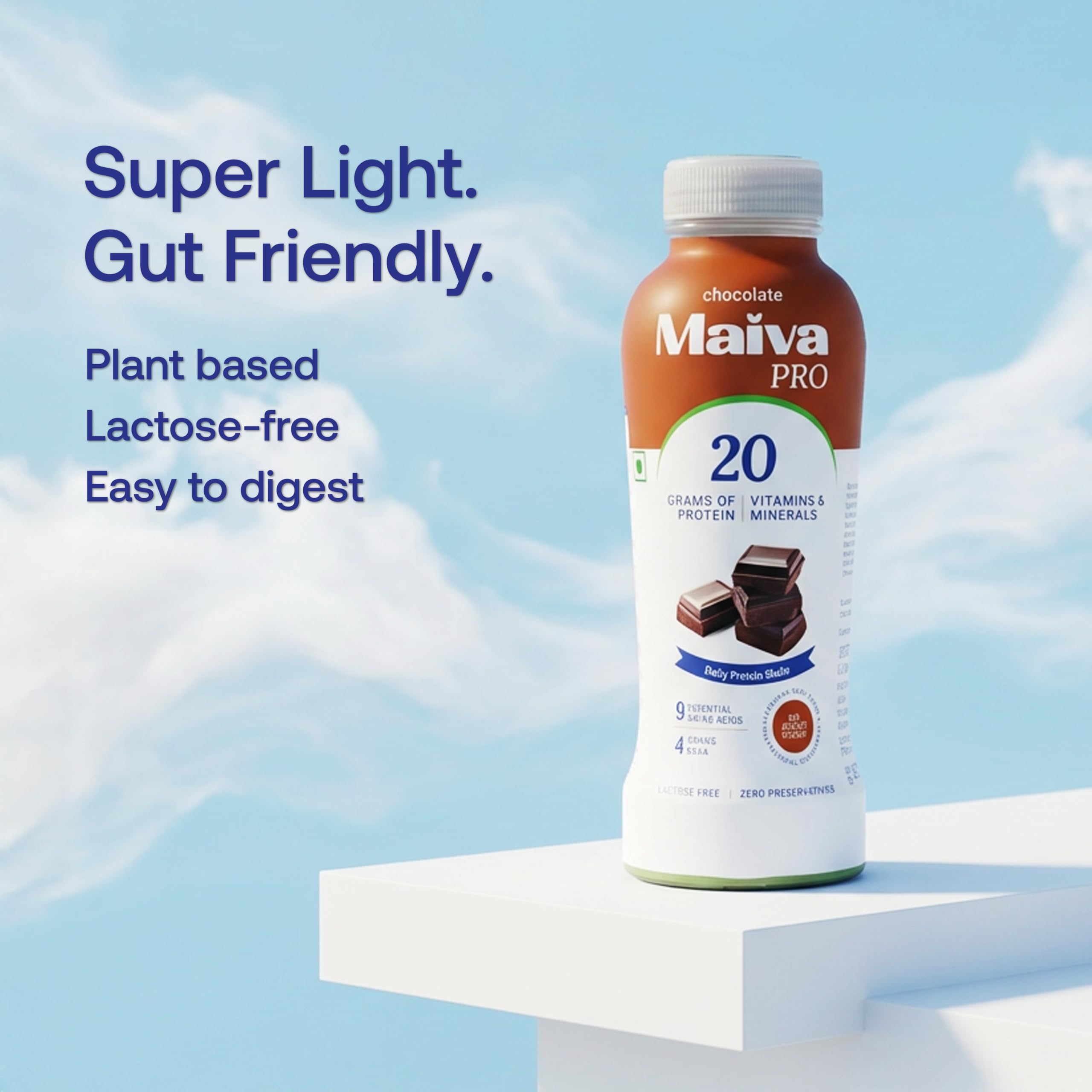 Maiva Pro Chocolate Plant Protein Shake - 300ml (Pack of 4) | 20g Protein , 20 Vitamins & Minerals | Smooth & Delicious | Light on Stomach | Vegan, Lactose-Free, No Added Sugar, No Preservatives, No Artificial Sweetener 2