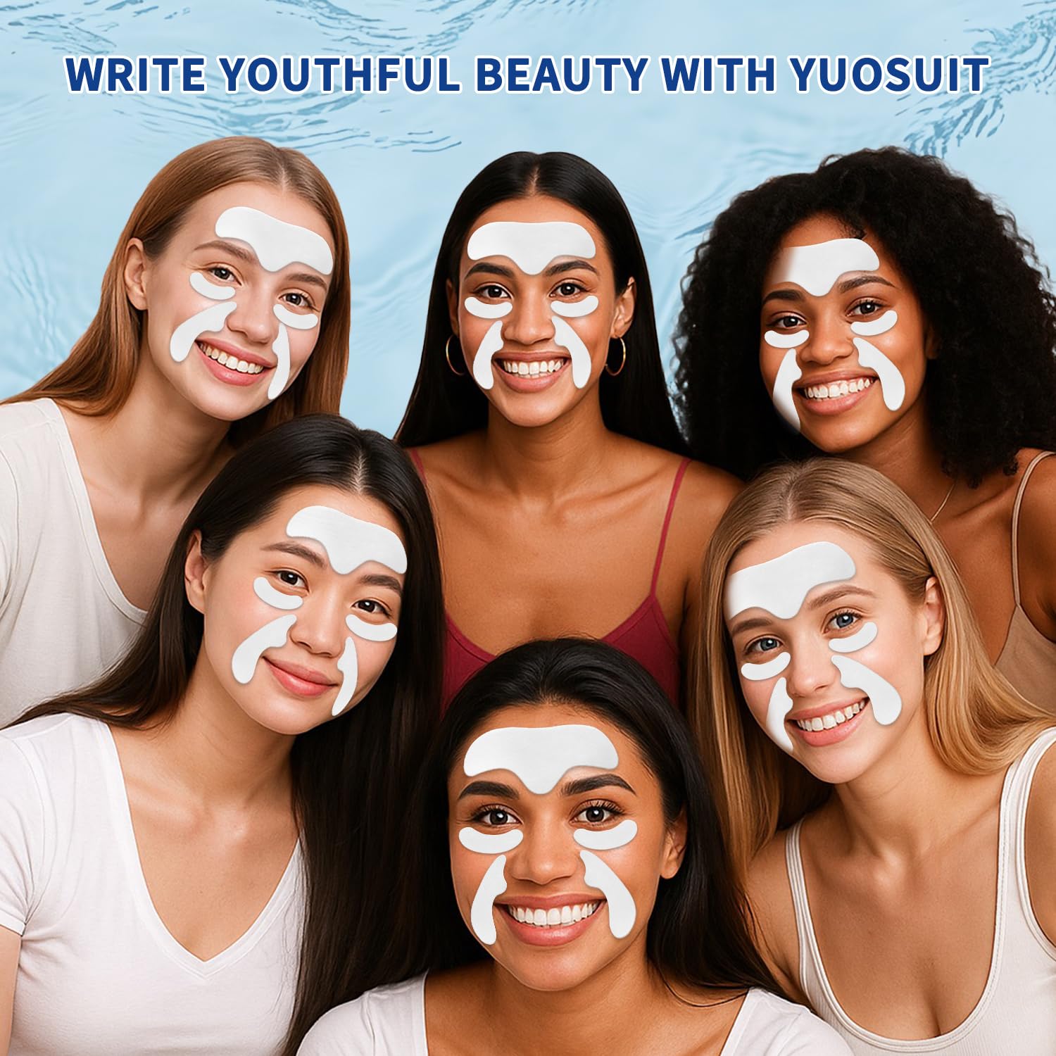 Forehead Wrinkle Patches with Collagen & Hyaluronic Acid, Facial Wrinkle Patches for Forehead & Smile Line & Under Eye，Overnight Facial Mask Patches
