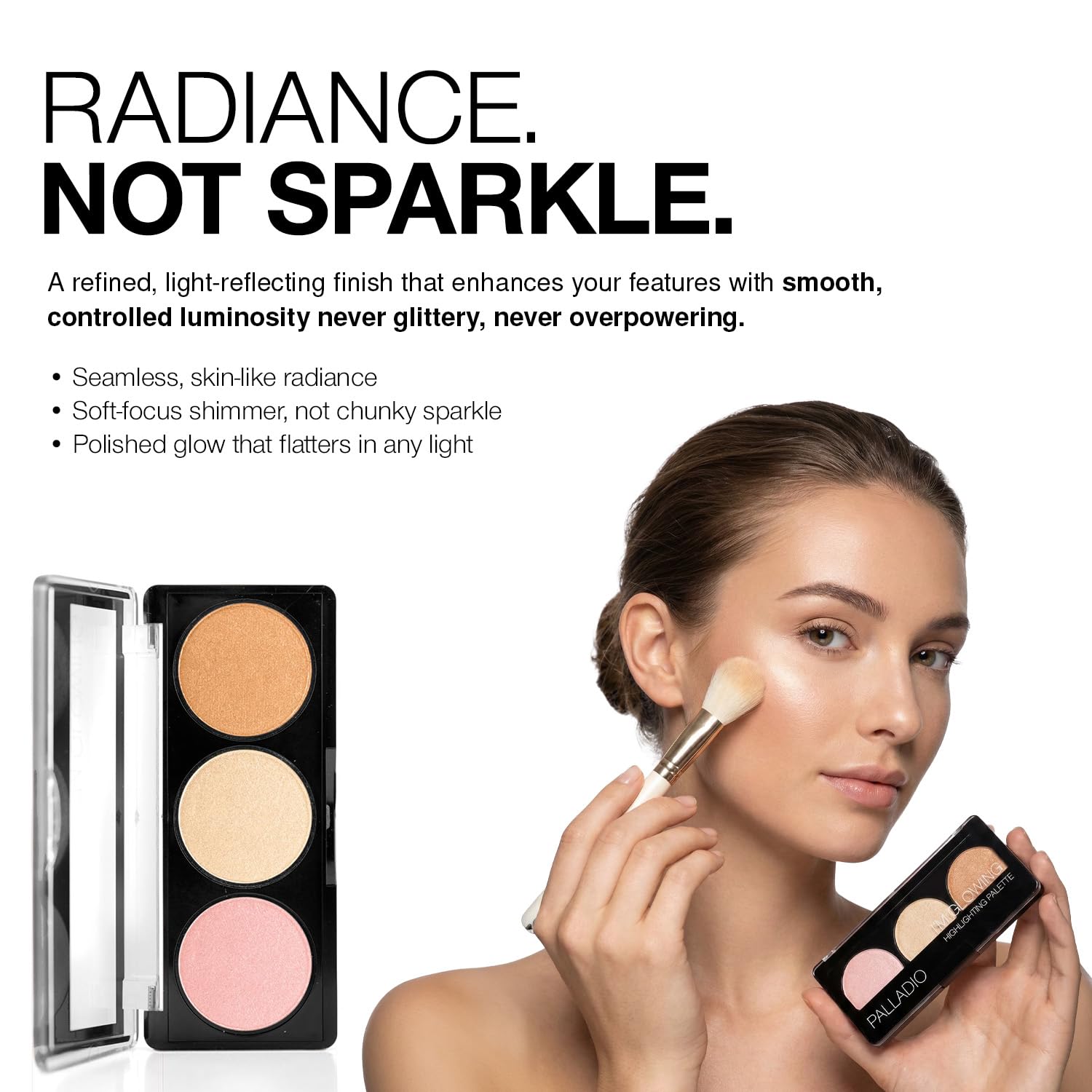 Palladio I'm Glowing Illuminating Highlighting Palette, Glow Bronzer Puder Make-up-Set, hochpigmentiert, schimmernde Farben