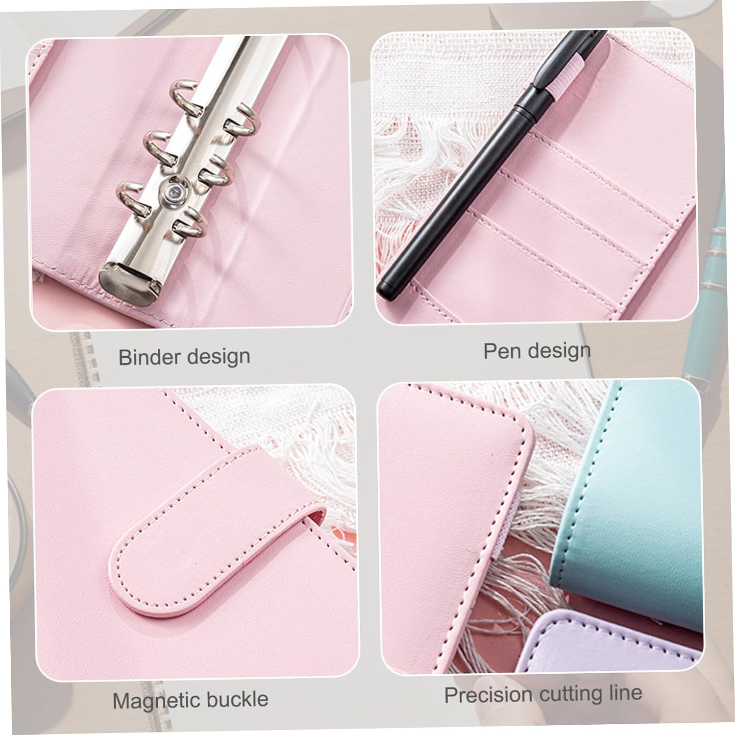 A6 Notebook Cover 5x7 6 Ring PU Leather Refillable Binder with Magnetic Buckle image 3