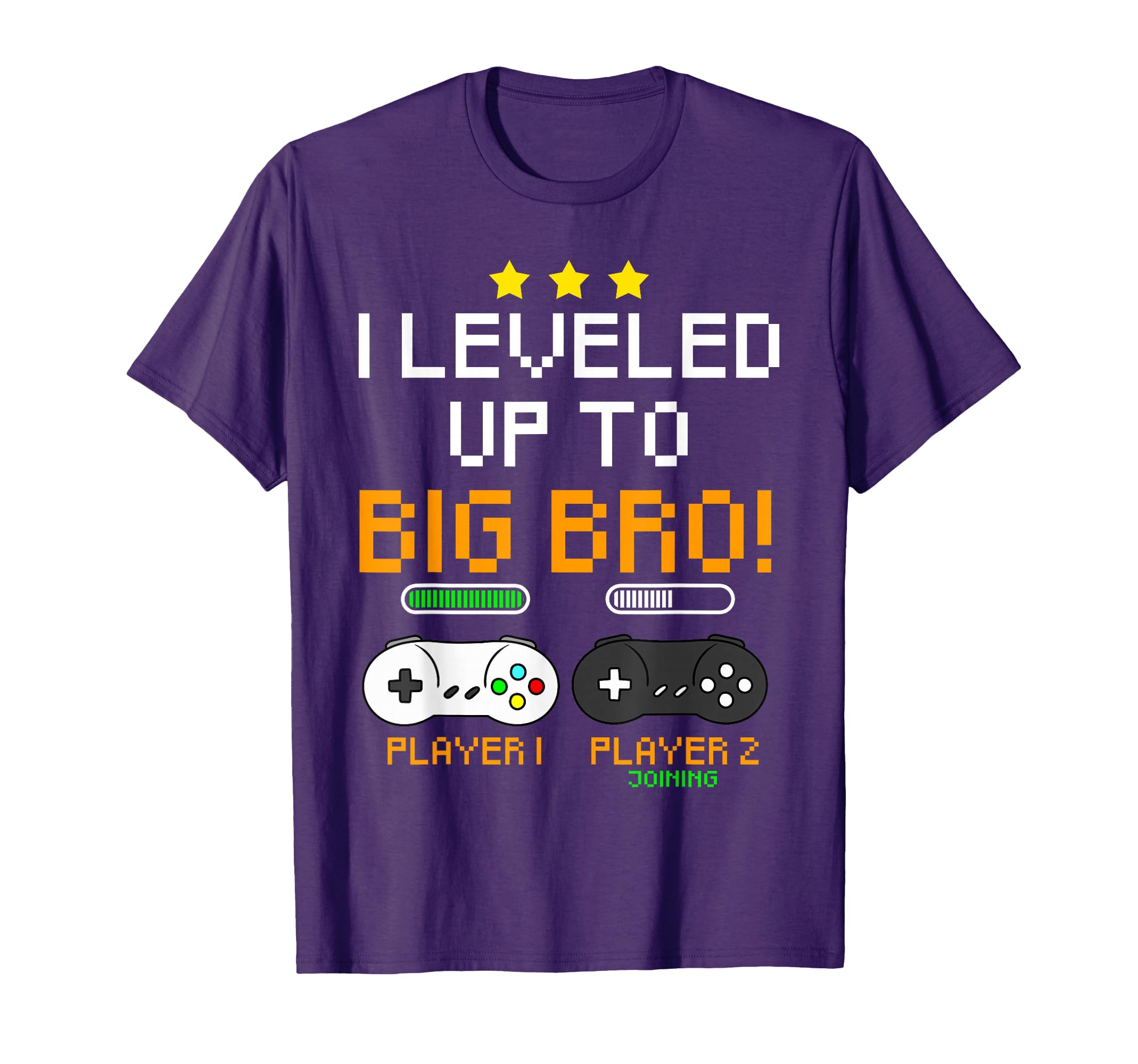Big Bro Announcement Level Up Player 1 Player 2 Sibling Gift T-Shirt