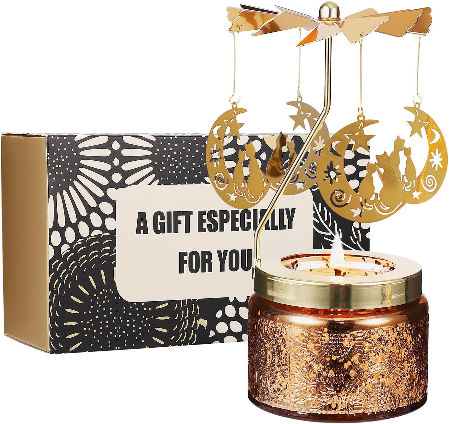 Cat Gifts for Women, Birthday Gifts for Mom Daughter Sister Wife, Unique Gift for Friend Women Rotatable Scented Candles Gift for Mothers Day Anniversary Christmas (Moon and Cat) - Image 4