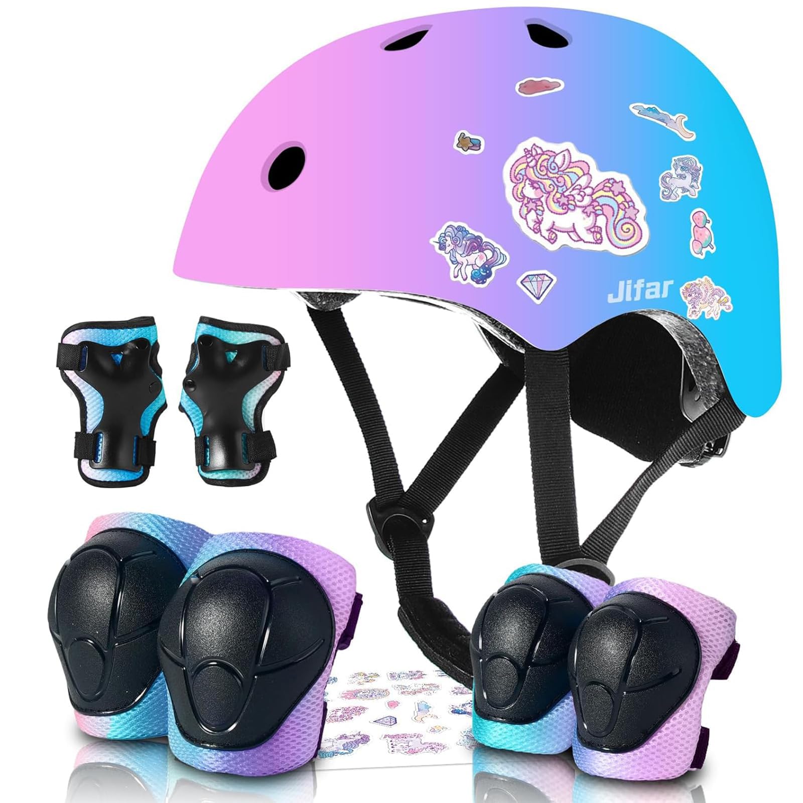 Kids Bike Helmet & Pad Set for Girls Boys Ages 2-3-5-8-14, Adjustable Toddler Youth Helmet with Knee Elbow Pads for Bicycle, Skating, Scooter,