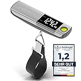 TRAVELY Premium Kofferwaage aus gebürstetem Edelstahl bis 50KG I Gepäckwaage mit praktischem...