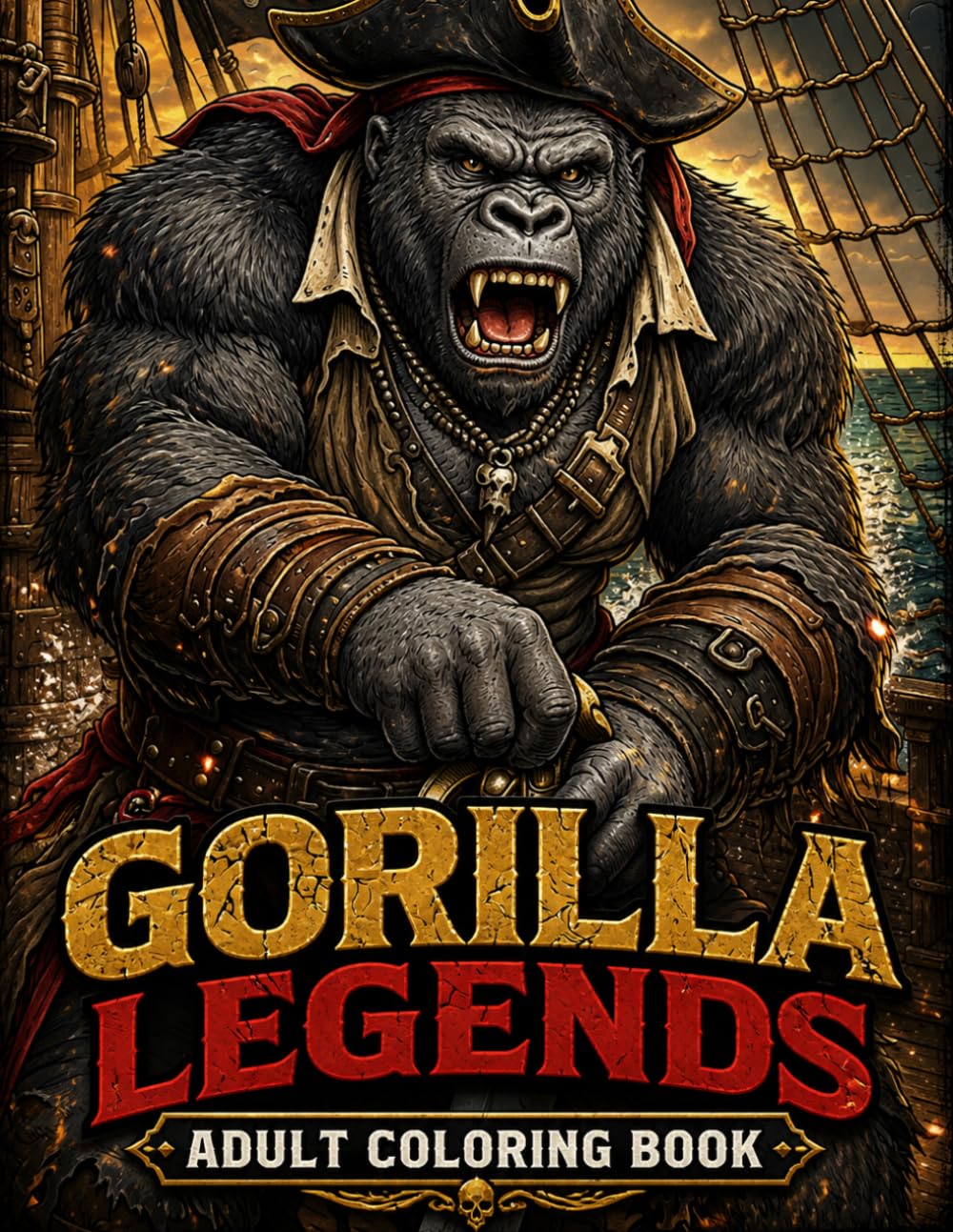 Legendary Gorilla Warriors Adult Coloring Book Epic Powerful Gorilla Designs for Stress Relief and Relaxation