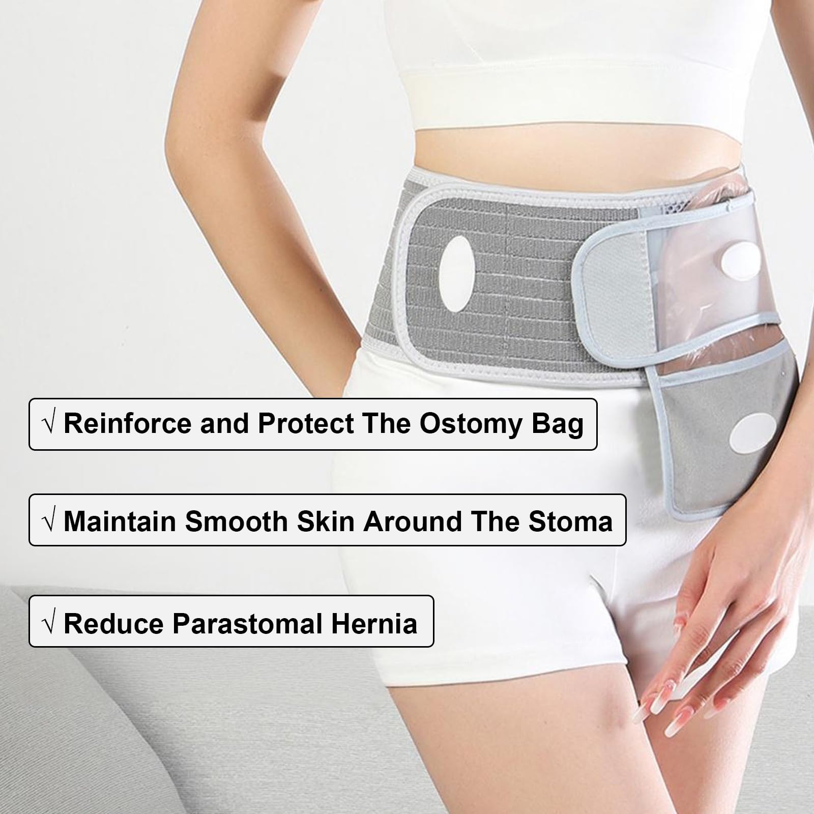 Stoma Gürtel, Verstellbarer Stoma Bandage, Atmungsaktiver Stomagürtel für Die Zeit Nach Der Operation Schützt Stomabeutel, Die Blendenöffnung Ist Verstellbar (4-9 Cm)(Medium)