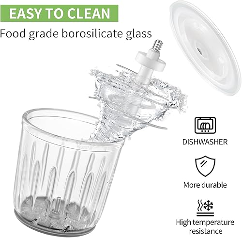 Miniatura 4 de Procesador de alimentos de 20.3 fl oz y fabricante de alimentos para bebés, 2 velocidades y 8 cuchillas picadora eléctrica de alimentos y picadora