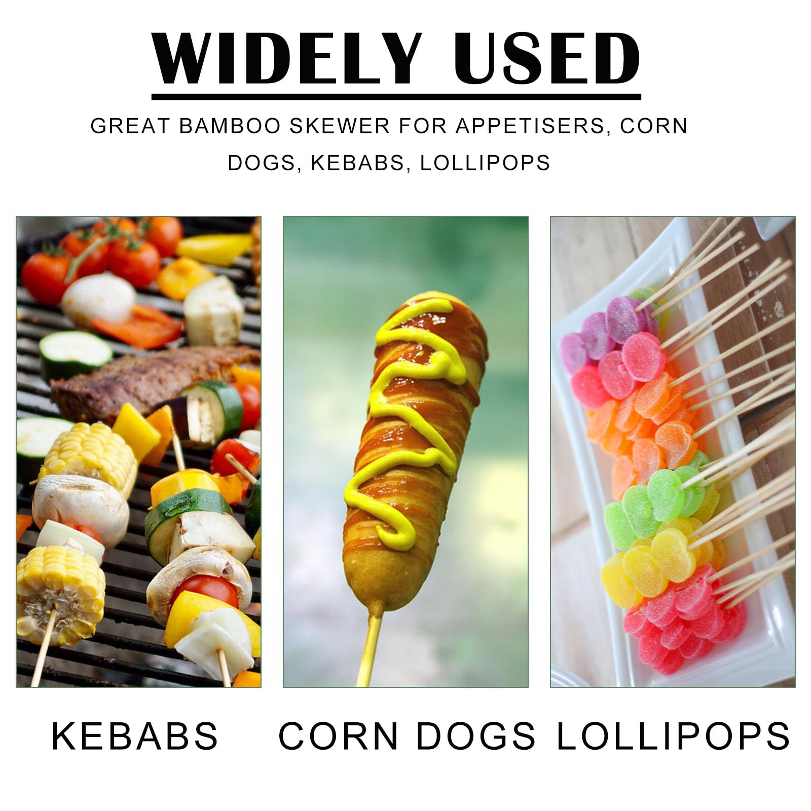 Nexboraque Confezione da 1000 spiedini di bambù da 20,3 cm, bastoncini di legno naturale da 4 mm, per grigliare artigianato, kebab, frutta, antipasti, cocktail, salsicce, fontana di cioccolato,