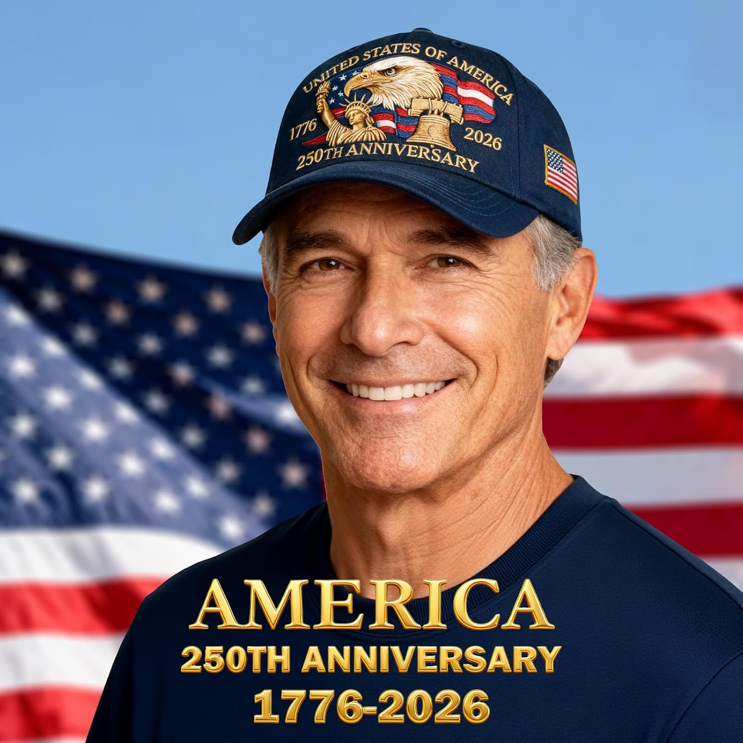2-Pack 250th Anniversary USA Hat Eagle Embroidery Patriotic Baseball Cap1776-2026 Adjustable Hat for Men&Women(Navy Blue+Red)