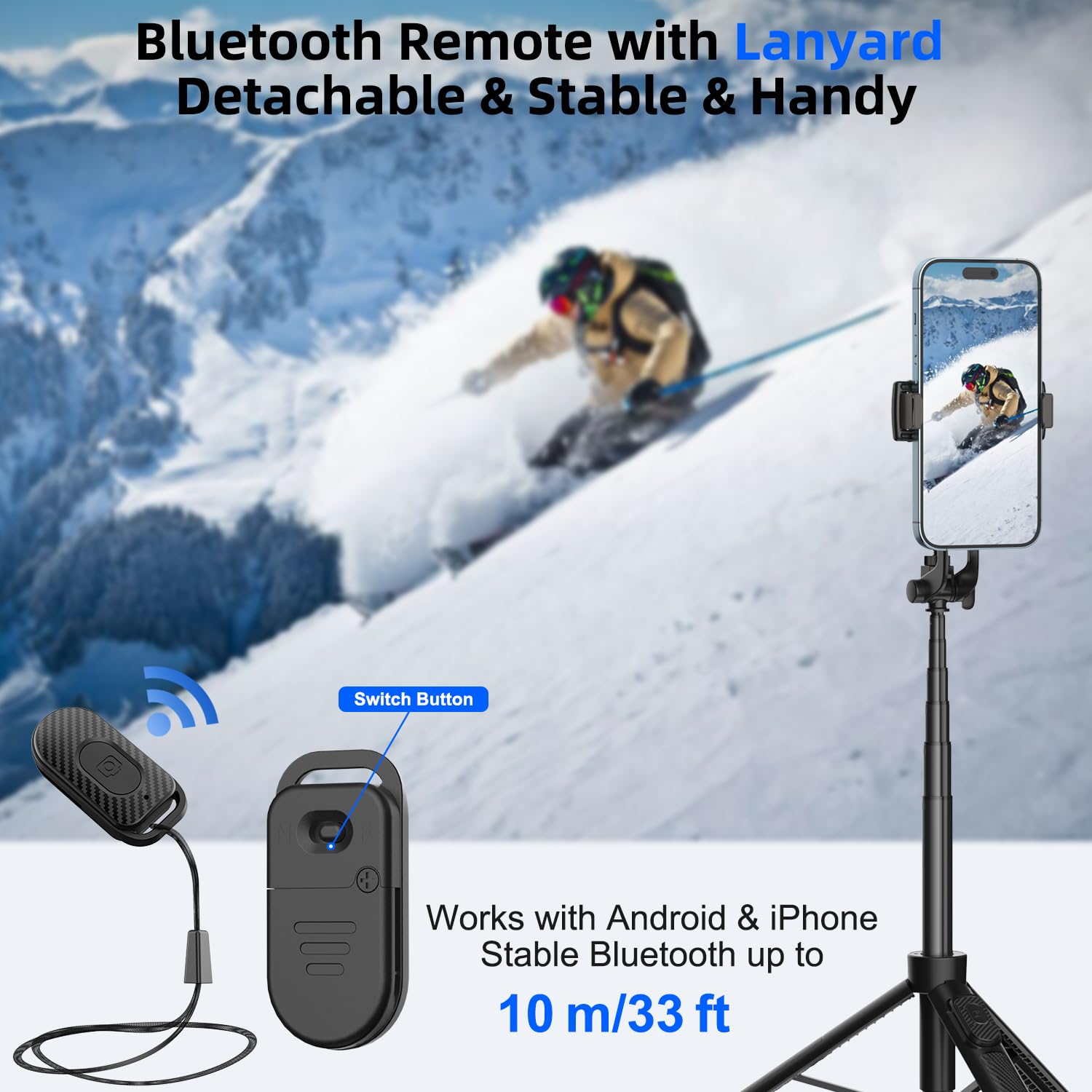 Celfiexpt Selfie Stick Tripod Portable 50" Extendable Bluetooth Mobile Tripod with 360° Adjustable Holder, Phone Stand for Video Recording Shooting Vlogging YouTube Cooking, Black — Amazon image 6