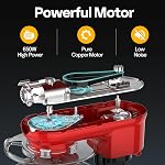 VIVOHOME 3-in-1 Mélangeur de position, 6 Mélangeur de cuisine électrique à tête incrustée Quart avec bol, mélangeur multifonctionnel avec broyeur de viande et pièces jointes de mélangeur, crochet de douille, batteur et fouet, rouge